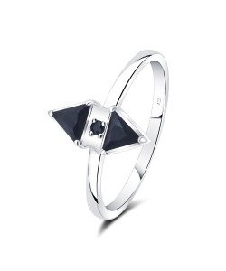 Triangles With CZ Stone Silver Ring NSR-4154